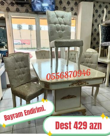 Masa və oturacaq dəstləri: Qonaq otağı üçün, Yeni, Açılmayan, Dördbucaq masa, 6 stul -da lalafo.az — 5 Masa və oturacaq dəstləri: Qonaq otağı üçün, Yeni, Açılmayan, Dördbucaq masa, 6 stul — 5