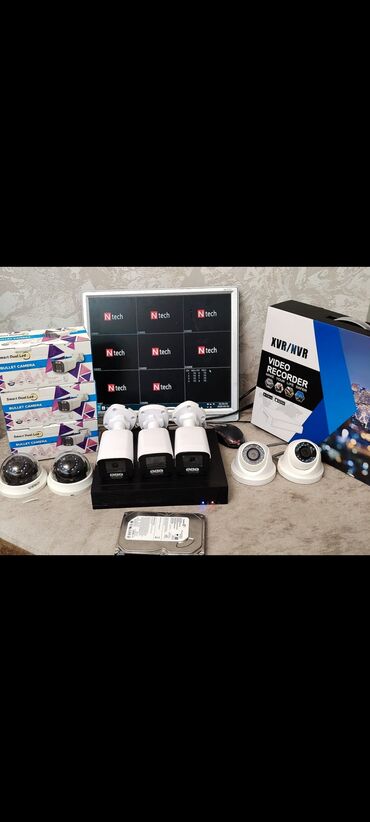 Videomüşahidə: Monitor DVR 8 cixislidir (Təzədir) Telefondan izleme 3 ədəd çöl