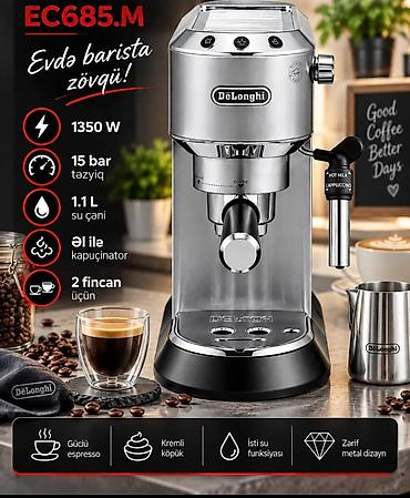 averlok masini: Qəhvə maşını Delonghi, Yarımavtomat, Kapuçinator ilə, Yeni — 2