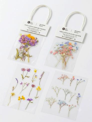 Канцтовары: Наклейки с цветами (Simulation Flower Sticker) 🌸 Набор стильных — 1