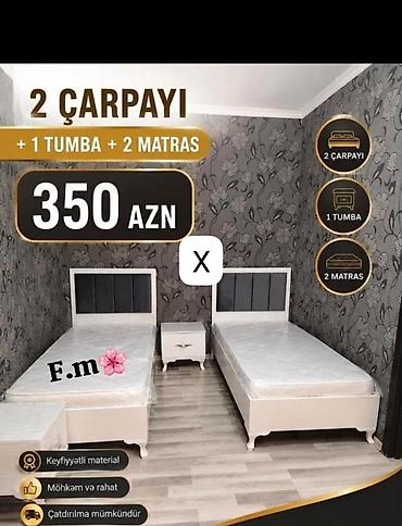 Ev və bağ: 2 çarpayı + 1 tumba + 2 matras dəsti Tərkib: - 2 ədəd tək çarpayı - 1 — 1