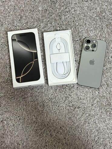 телефоны бу ош: IPhone 16 Pro, 128 ГБ, Natural Titanium, Кабель