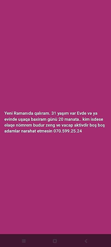 Dayələr: Uşaq baxımı xidməti – dayə - Yer: Yeni Ramana - Xidmət növü: Uşaqlara — 1