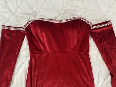 uska haljina iznad kolena: L (EU 40), color - Red, Evening, Other sleeves