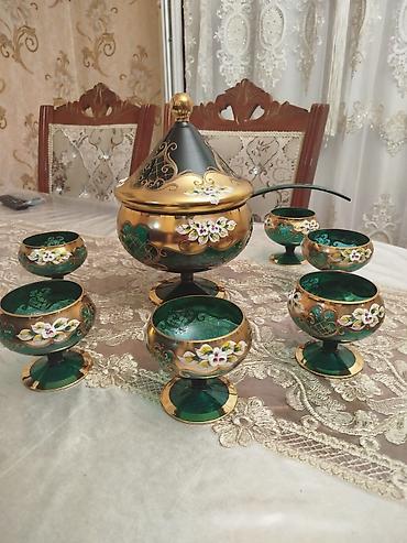 desler: Dekorativ şərbət dəsti – 7 parça - Material: şüşə - Rənglər — 1
