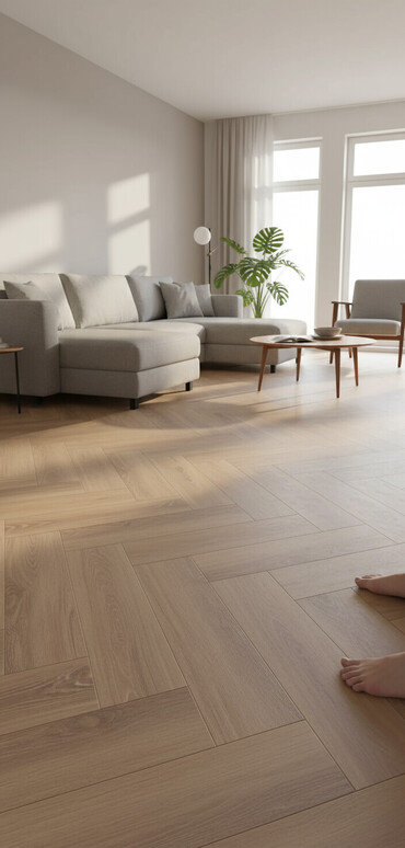 ideal kafel metlax: GERMAN STEP laminat döşəmə – balıqquyruğu (Chevron/Herringbone)