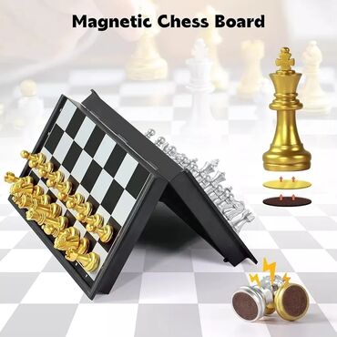 Игрушки: Игры / Магнитные складные шахматы ♟️В комплекте 32 фигурки ♟️Размер