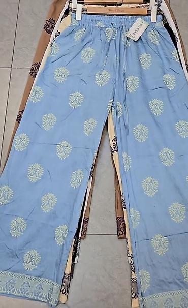 lanene pantalone ženske: Ženske široke pantalone sa etno printom sa elastičnim pojasem sa — 3