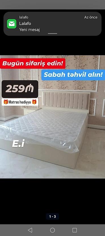 tekli yataq: Yeni, İkinəfərlik çarpayı, Bazalı, Matras ilə, Siyirməsiz — 1
