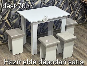 Mətbəx üçün, Yeni, Açılmayan, Kvadrat masa, 4 stul