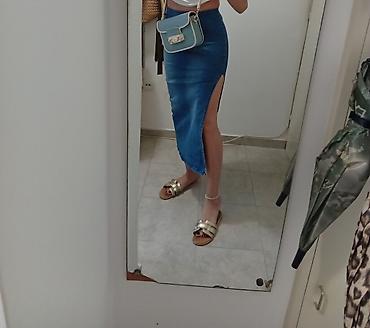pull: Teget teksas suknja – midi/duga dužina, uskog kroja - Materijal — 5