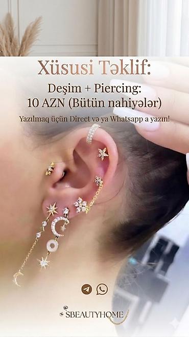 Pirsinq: Xüsusi təklif – qulaq deşimi və pirsinq xidməti • Deşmə + Piercing — 1