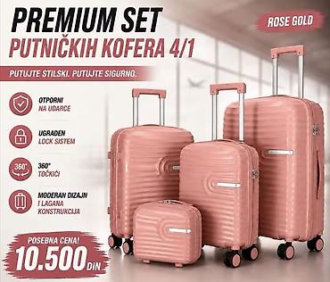 torba za dokumente: Premium set putničkih kofera 4 u 1 - Boje: Rose Gold, Orange Pink — 1