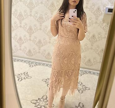 Midi Krem şanpan rəng elbisə, 1 dəfə istifadə olunub, LasVegasdan lalafo.az -da Midi Krem şanpan rəng elbisə, 1 dəfə istifadə olunub, LasVegasdan