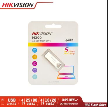 Модемы и сетевое оборудование: Флешка Hikvision M200 64GB USB 2.0 Тип: портативный флеш-накопитель;