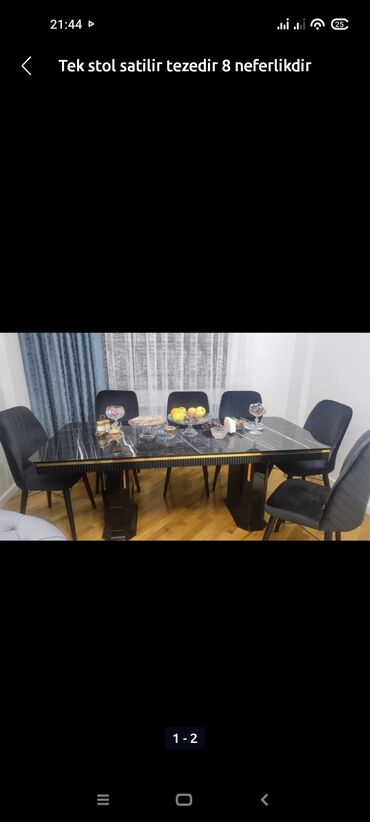 baxca stolu: Qonaq masası, Yeni, Açılmayan, Dördbucaq masa