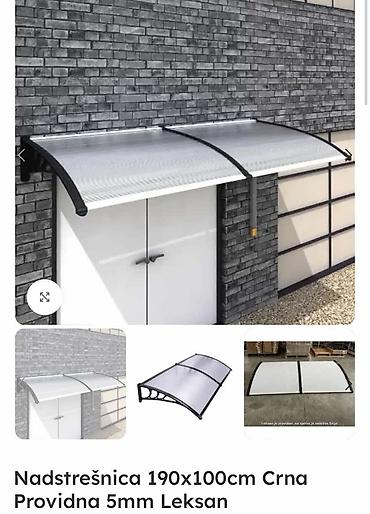 rese: Nadstrešnica 190x100cm Crna Providna 5mm Leksan PVC Nadstrešnica — 1