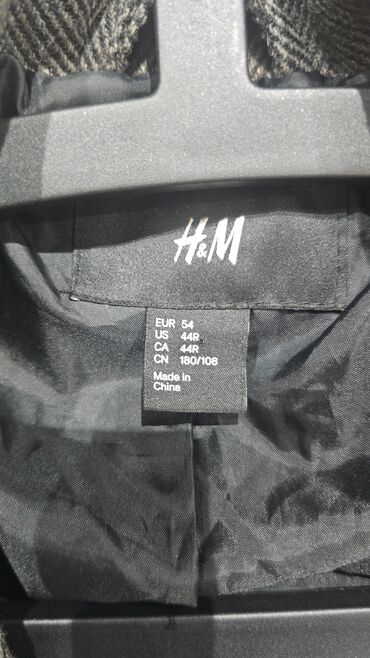 Ostale jakne: H&M muški kaputić/sako od tvida u riblja kost šari (siva/ugljen) — 9