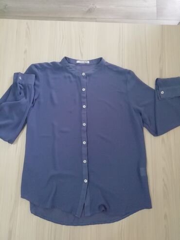 ženske tunike i košulje: M (EU 38), Polyester, Single-colored, color - Light blue