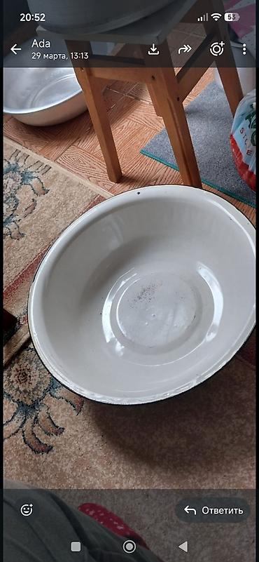 sud qabı: Emallı böyük leğən - Material: qalın metal, ağ emal örtüklü - Forma — 2