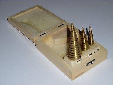 Burgije: Set stepenastih burgija – 3 komada u drvenoj kutiji - Tip: stepenaste — 10