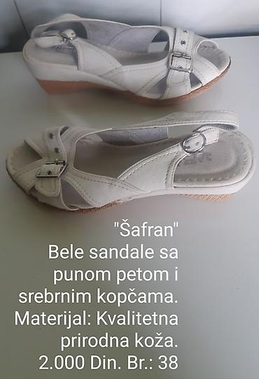 ženski: Šafran – bele ženske sandale na punu petu - Veličina: 38 - Materijal — 1