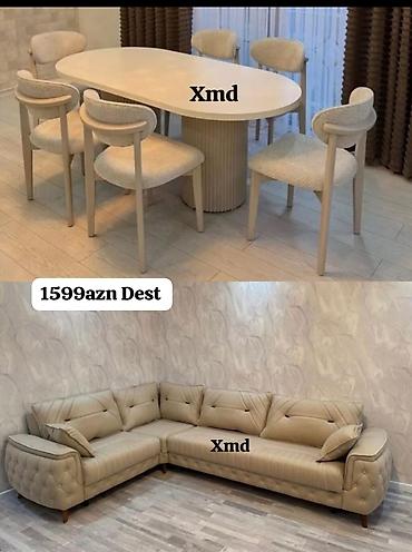 kompüter stol: Mebel dəsti – zərif yemək masası və yumşaq künc divanı - Yemək — 1