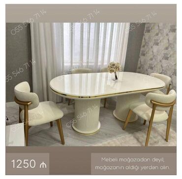 круглый стол на заказ: Qonaq otağı üçün, Yeni, 6 stul