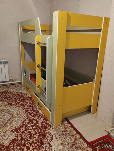 жёлтый домик: Балдар үчүн эки ярустуу, ЛДСП, түсү - Сары