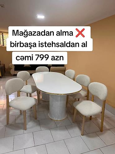 mdf panel: Qonaq otağı üçün, Yeni, Açılmayan, Oval masa, 6 stul — 1