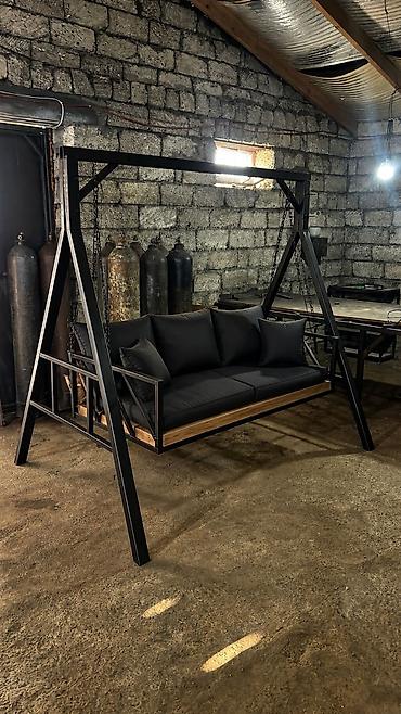 Качели: Metall çərçivəli yelləncək skamyalar - Modern dizaynlı, möhkəm metal — 2