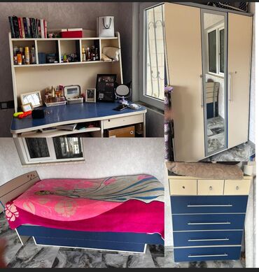 Детские и подростковые гарнитуры: Для девочки, Б/у, Односпальная кровать, Трюмо, Письменный стол, Шкаф