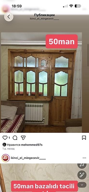 şuşə qapi: Taxta pəncərə və qapı dəsti - Material: təbii ağac çərçivə - Şüşə — 1