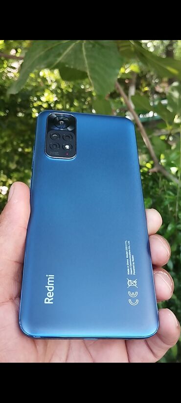 телефон fly fs529: Xiaomi Redmi Note 11, 128 ГБ, цвет - Синий, 
 Кнопочный, Отпечаток пальца, Две SIM карты