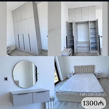 divar refleri: Yataq otağı mebel dəsti - Rəng: açıq boz, minimal dizayn - Dəst — 1