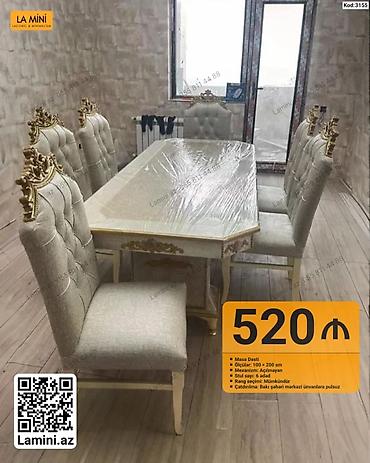 Ev və bağ: Masa dəsti – klassik üslub - Dəst tərkibi: 1 ədəd masa + 6 ədəd stul — 1