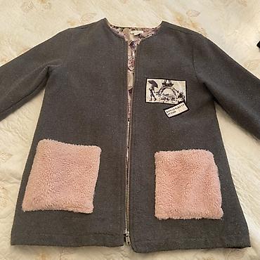 Üst geyimləri: Uşaq üçün qız geyimi – boz rəngli uzun jaket/kardiqan - Model: düz — 1