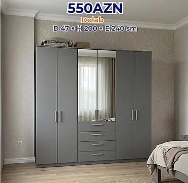 yataq dolabi: Dolab – 550 AZN Ölçülər: Dərinlik 47 sm × Hündürlük 200 sm × En 240 — 1