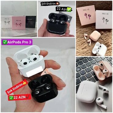 qulaq: Airpods 3 pro6s Şok qiymət 35yox 22 AZN Endirim məhsul bitənə qədər