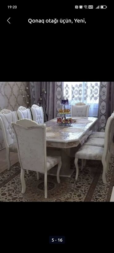 стол трюмо: Для гостиной, Новый, Нераскладной, Прямоугольный стол, 6 стульев, Азербайджан