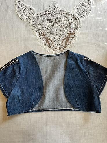 crop geyim: Cins bolero/jilet – qısa model - Material: orta qalınlıqda tünd-mavi — 1
