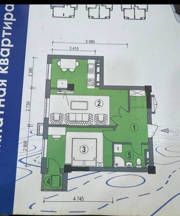квартира керек васток5: 2 комнаты, 50 м², Элитка, 9 этаж, ПСО (под самоотделку)