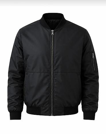 Qara bomber gödəkçə - Klassik dizayn: minimalistik, düz rəngli qara lalafo.az -da Qara bomber gödəkçə - Klassik dizayn: minimalistik, düz rəngli qara