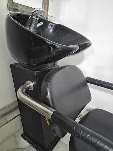 Salon, tibbi mebel: Salon üçün saç yuma stendi və kreslo dəsti - Rəng: qara - — 1