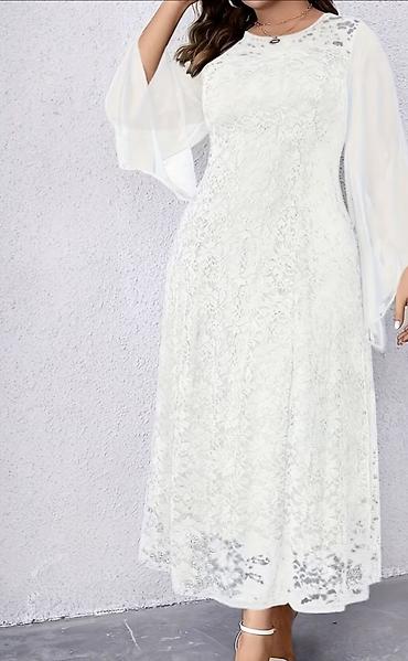 obuca baletanke: Elegantna bela čipkana haljina – midi/dužina do članaka - Boja: bela — 2