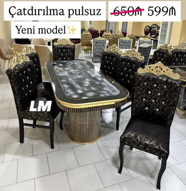 uşaq ucun stol stul: Qonaq otağı üçün, Yeni, Açılmayan, Oval masa, 6 stul
