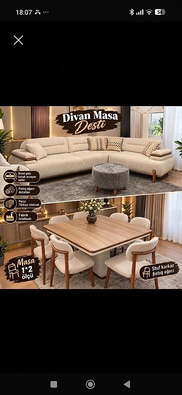 Divan Masa Dəsti Məzmun: - Künc divan: yumşaq oturacaq və bel