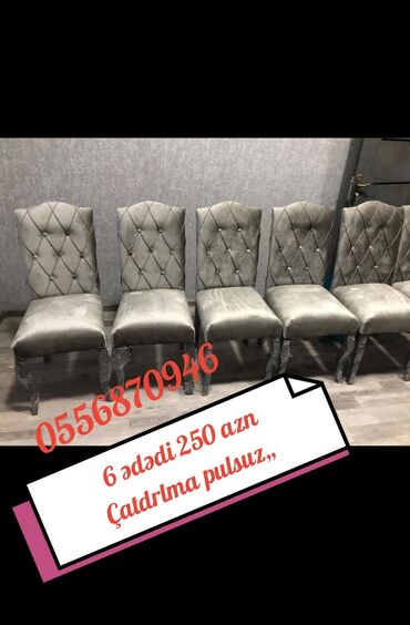 Masa və oturacaq dəstləri: Qonaq otağı üçün, Yeni, Açılan, Dördbucaq masa, 6 stul — 14