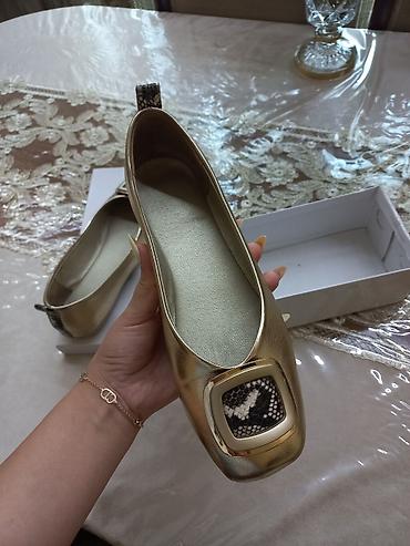 nike ayakkabı: Qızılı rəngdə qadın ballerina ayaqqabısı (Son qiymetdir) - Model — 3