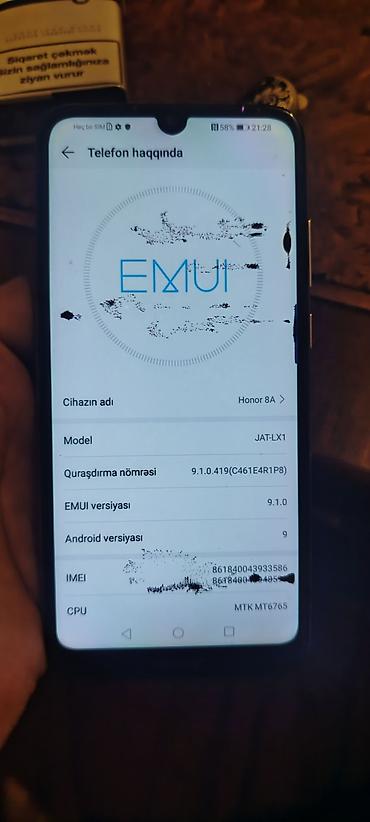 htc telefonu: Honor Play 8A, 32 GB, rəng - Qızılı, Barmaq izi, İki sim kartlı, Face ID — 2